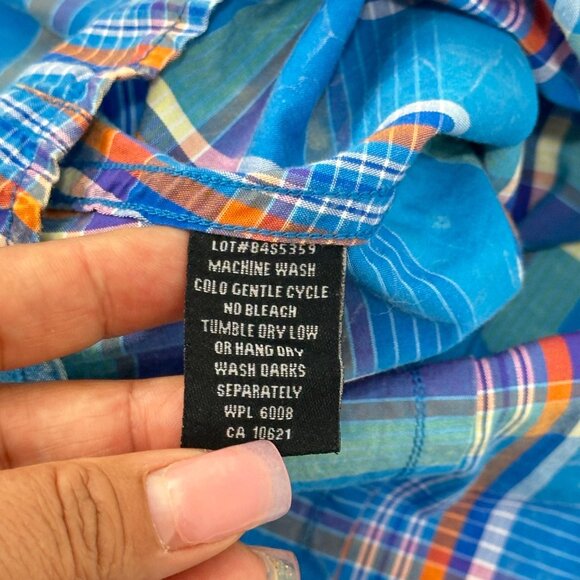 Rock & Roll Cowgirl Blue Plaid Western Snap Button Shirt SZ M Embroidered - Picture 4 of 13